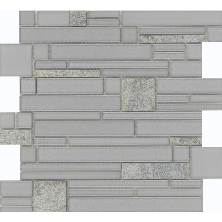 Spirit Gray Geometric Glass Mosaic Tile 12x12