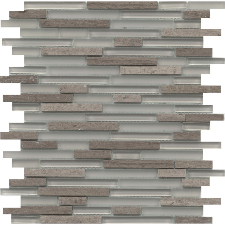 Certosa Gray and Glass Rectangular Mosaic Tile