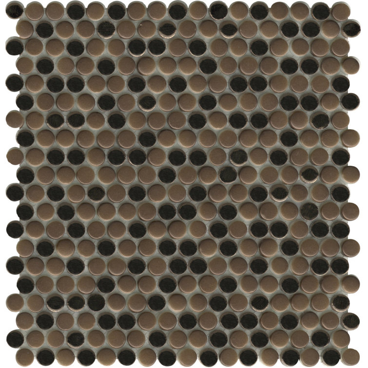Bronze Beveled Glass Penny Round Mosaic Tile with Water Protection