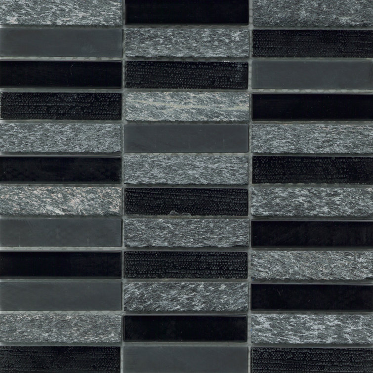 Shimmer Black and Gray Mixed Material Mosaic Tile