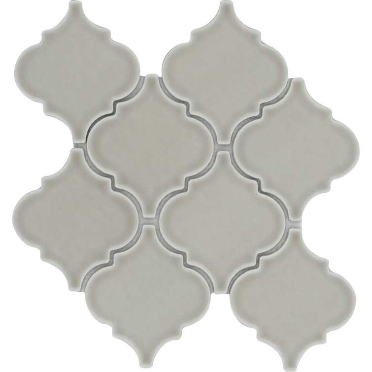 Fawn 10" x 11" Beveled Ceramic Arabesque Mosaic Wall Tile