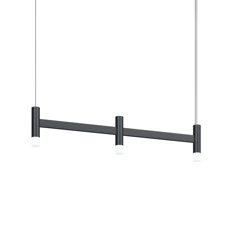 Contemporary Black Glass LED Island Pendant - Indoor/Outdoor Drum Design