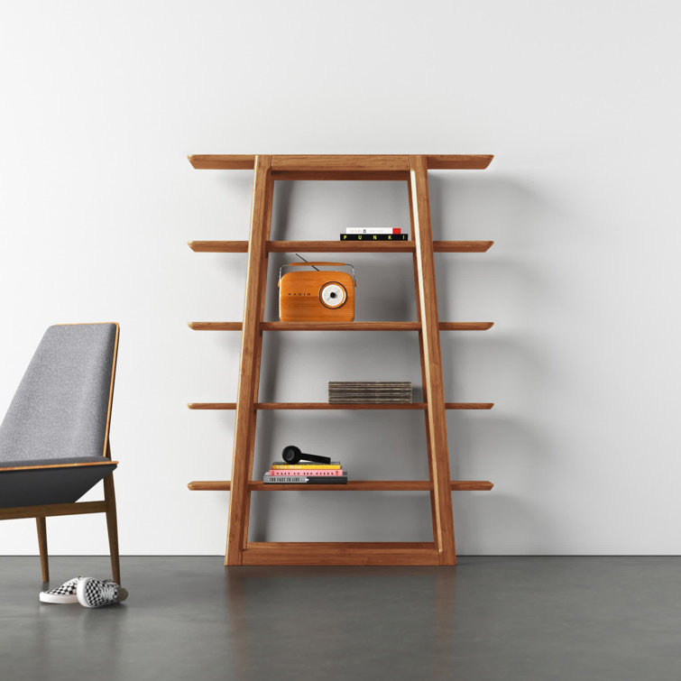 Currant Caramelized Solid Bamboo 5-Tier Bookshelf