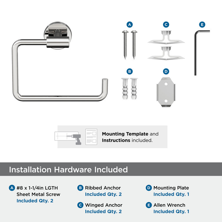 Polished Stainless Steel Modern Wall Mounted Towel Ring