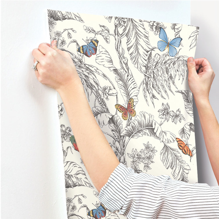 Papillon Multicolor Vinyl-Coated 3D Botanical Wallpaper