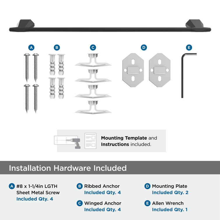 Matte Black 24-Inch Wall Mounted Towel Bar