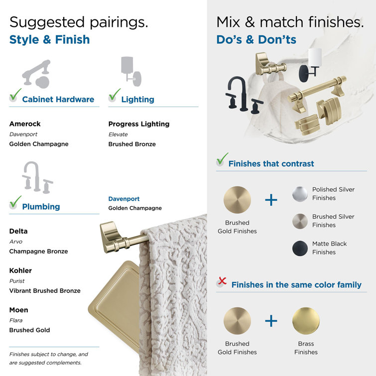Golden Champagne Wall Mounted Towel Ring with Elegant Design