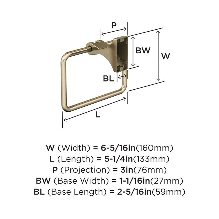 Golden Champagne Wall Mounted Towel Ring with Elegant Design