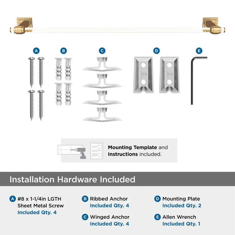 24-Inch Clear and Champagne Bronze Wall Mounted Towel Bar