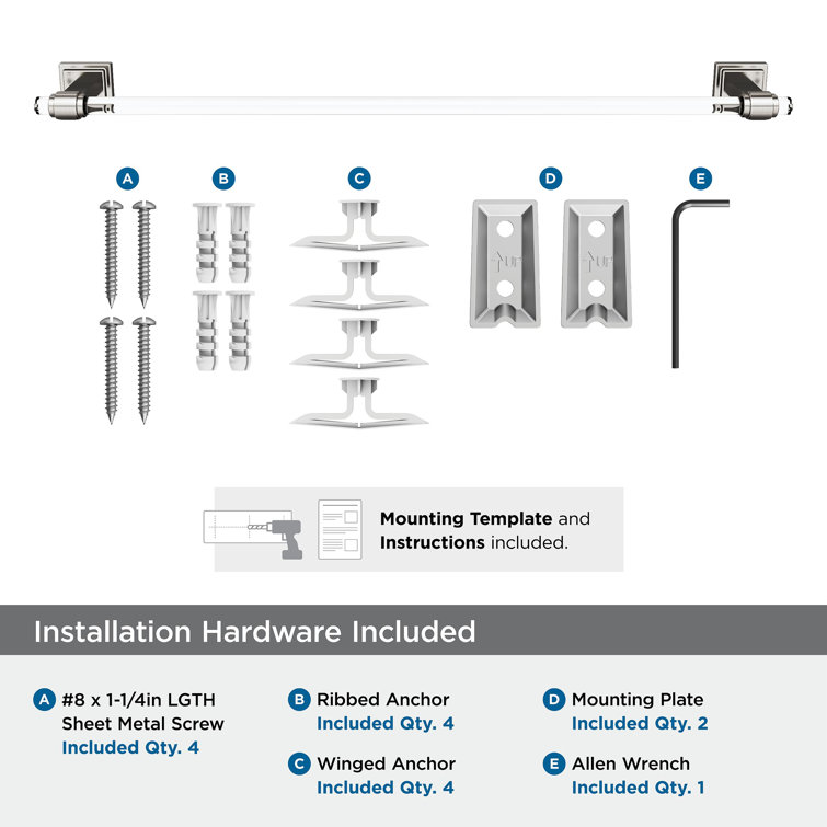 Glacio 24-Inch Clear and Brushed Nickel Wall Mounted Towel Bar