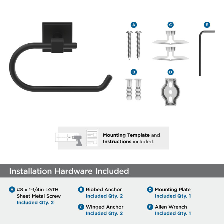 Matte Black Single Post Wall Mount Toilet Paper Holder