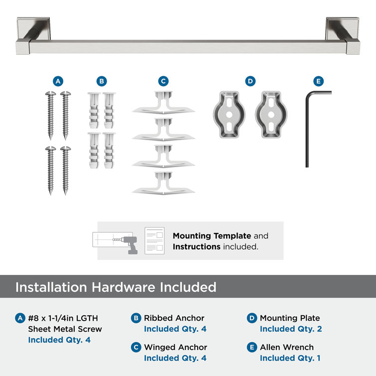 Brushed Nickel 18-Inch Wall Mounted Towel Bar
