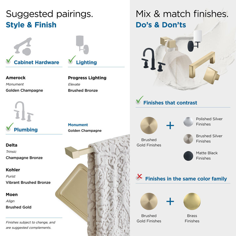 Golden Champagne 24" Modern Square Towel Bar