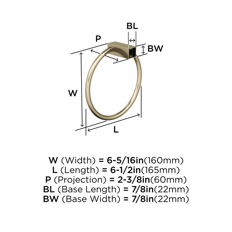 Golden Champagne 6-1/2 Inch Wall Mounted Towel Ring