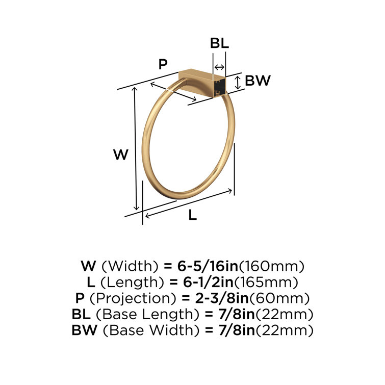 Champagne Bronze Modern Square Wall Mounted Towel Ring