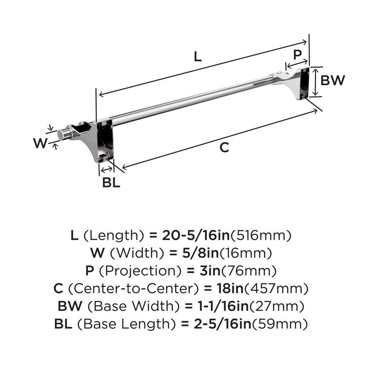 Davenport Chrome 18 inch Wall Mounted Towel Bar