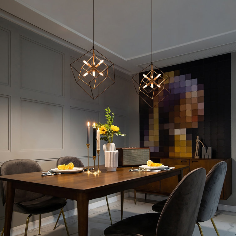 Abtercetor Matte Black Wrought Iron Cage LED Chandelier