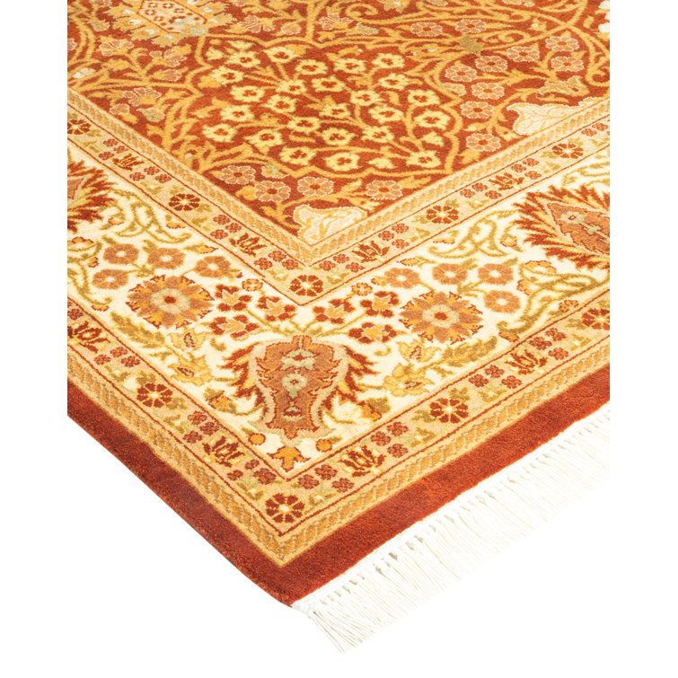 Elegant Hand-Knotted Oriental Wool Rug 8' x 10' in Orange