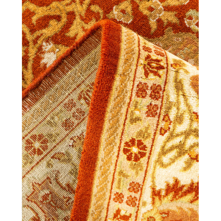 Elegant Hand-Knotted Oriental Wool Rug 8' x 10' in Orange