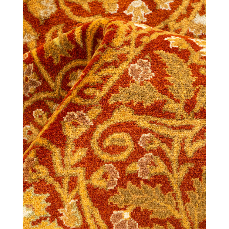 Elegant Hand-Knotted Oriental Wool Rug 8' x 10' in Orange