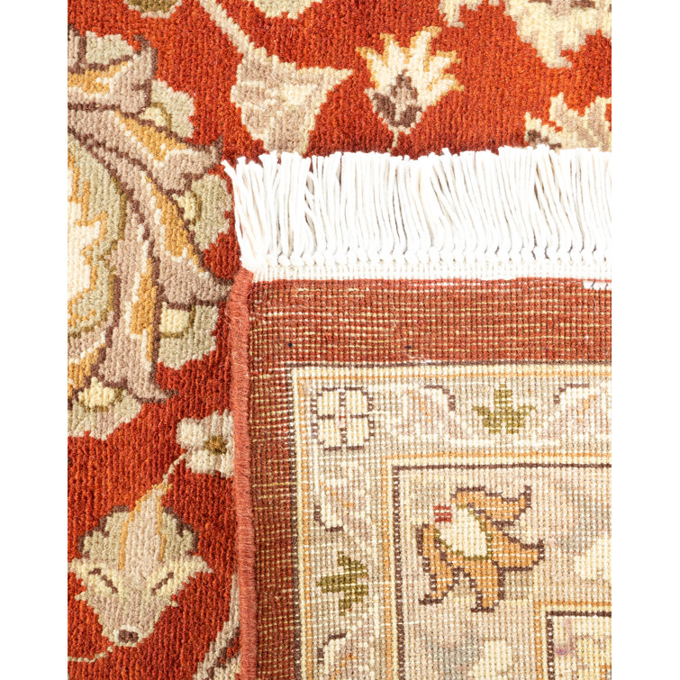 Hand-Knotted Orange and Beige Wool 9' x 12' Area Rug