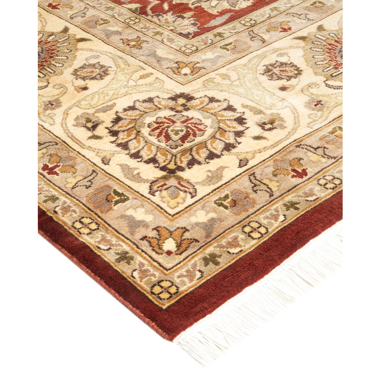 Hand-Knotted Orange and Beige Wool 9' x 12' Area Rug