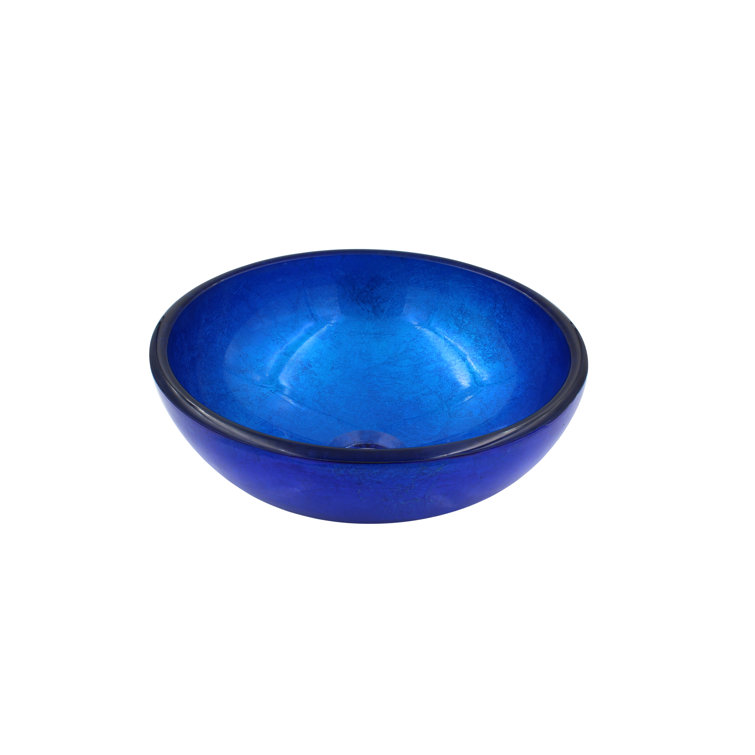 12'' Blue Glass Circular Above-Counter Vessel Sink