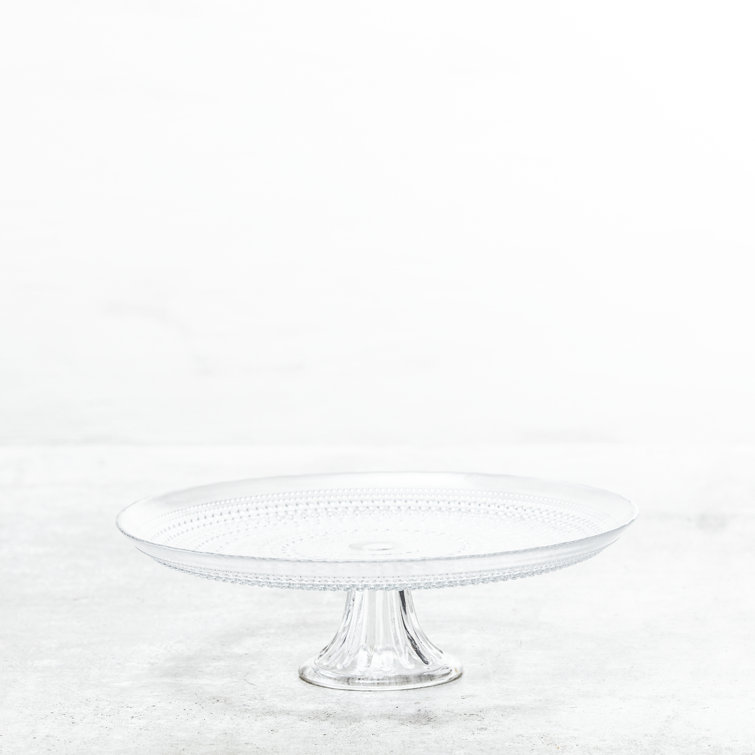 Clear Glass Pedestal Cake Stand with Beaded Detailing