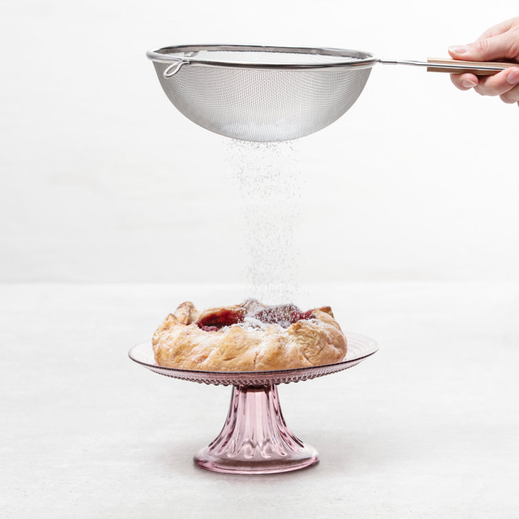 Pink Beaded Glass Pedestal Cake Stand, 16 Inch