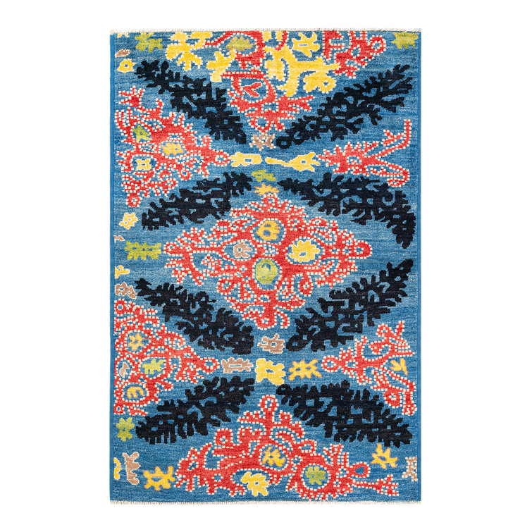 Luxurious Light Blue Hand-Knotted Wool 8' x 10' Area Rug