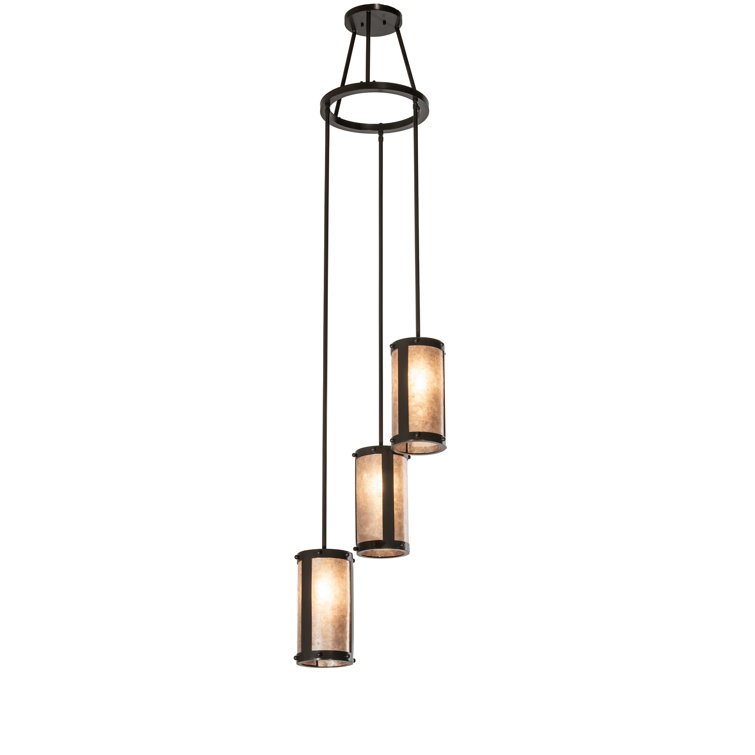 Cartier Cascading 3-Light Chandelier in Timeless Bronze with Silver Mica Shades