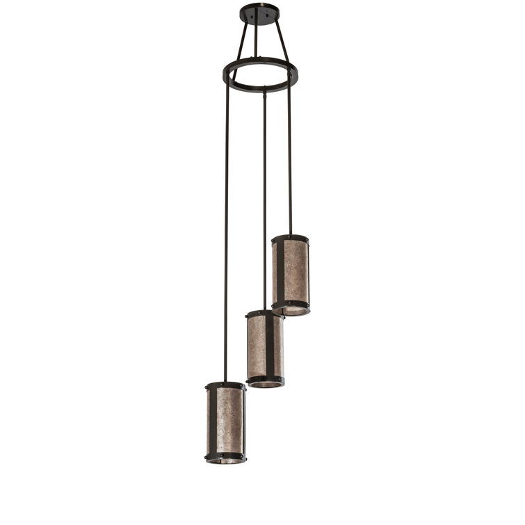 Cartier Cascading 3-Light Chandelier in Timeless Bronze with Silver Mica Shades