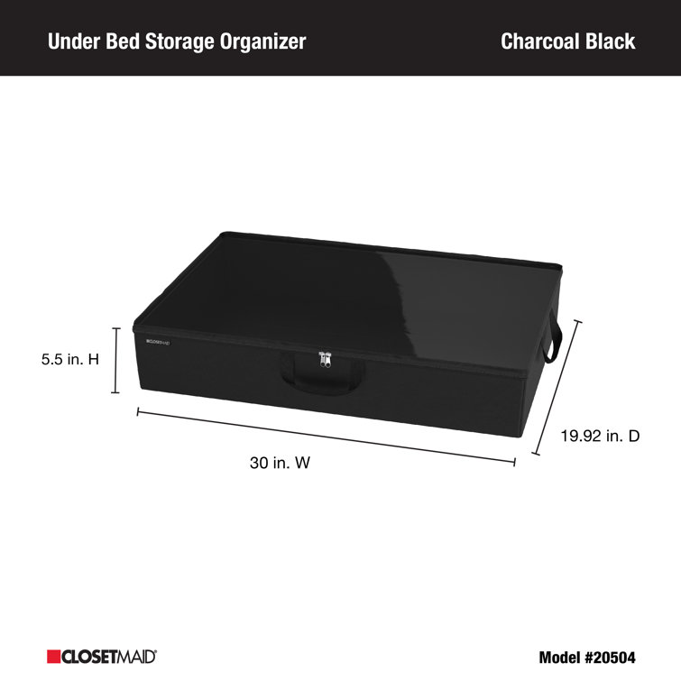Charcoal Black Fabric Underbed Storage Organizer with Clear Window