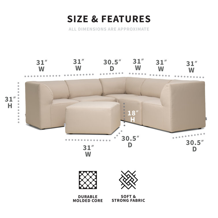Terra Beige Outdoor Sectional with Wood Frame