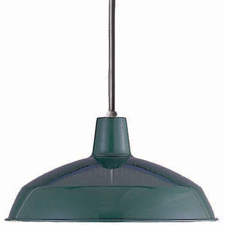 Dark Green Satin Metal Dome Pendant Light