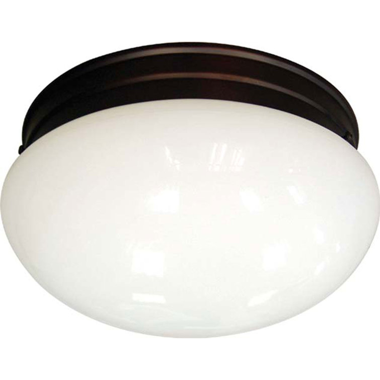Antique Bronze 2-Light Flush Mount with Opalescent Glass