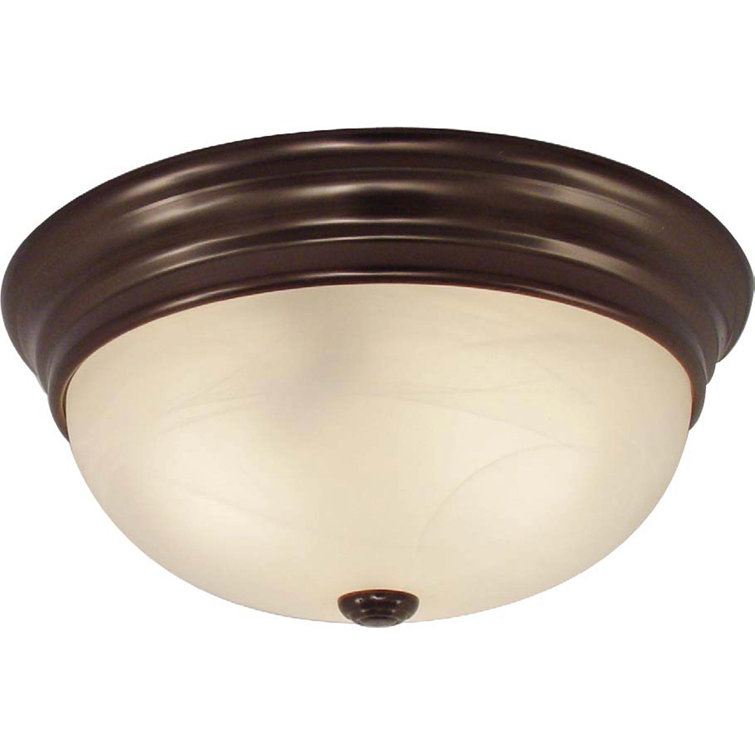 Croghan Antique Bronze 3-Light Flush Mount with Alabaster Glass