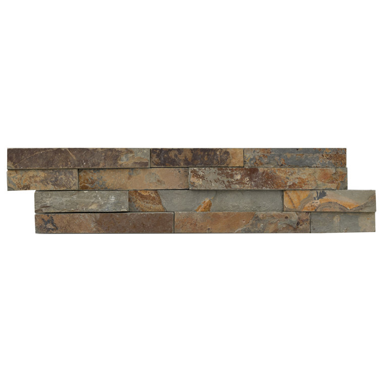California Gold 6" x 24" Natural Slate Stacked Stone Wall Tile