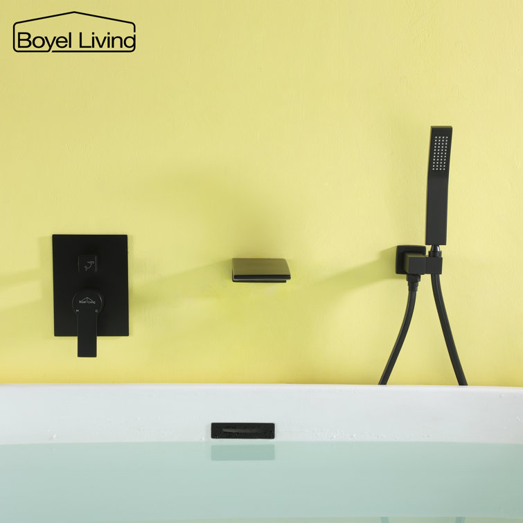 Matte Black Wall Mount Roman Tub Faucet with Hand Shower