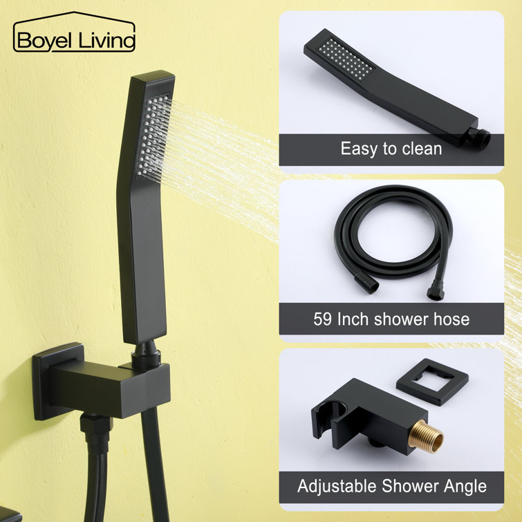 Matte Black Wall Mount Roman Tub Faucet with Hand Shower