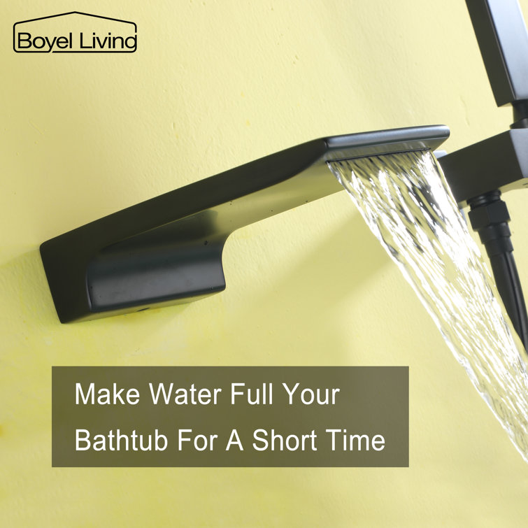 Matte Black Wall Mount Roman Tub Faucet with Hand Shower