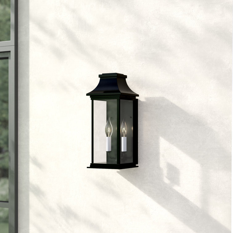 Vicksburg Black Aluminum 2-Light Outdoor Wall Sconce with Clear Glass