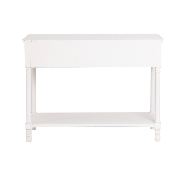 Brighton Distressed White Wood 2-Drawer Storage Console Table