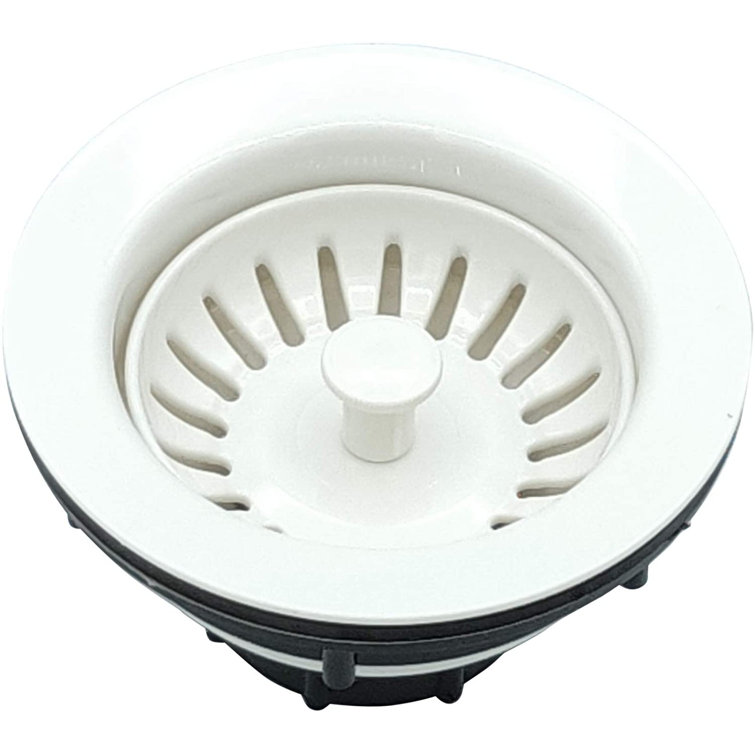 White ABS Plastic Kitchen Sink Basket Strainer with Rubber Stopper