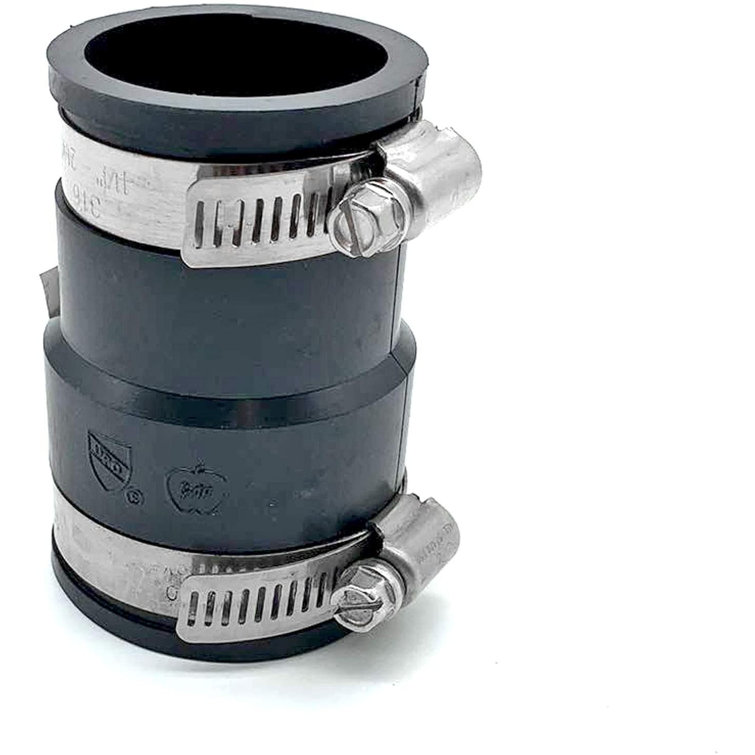 Black Rubber Flex Coupling with Stainless Steel Clamps