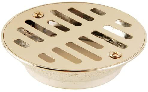 Gold Round Shower Drain with Copper Grid