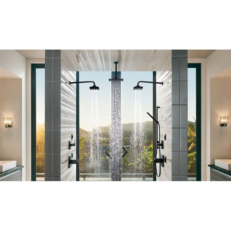 Brushed Nickel Modern Wall-Mounted Shower Lever Trim