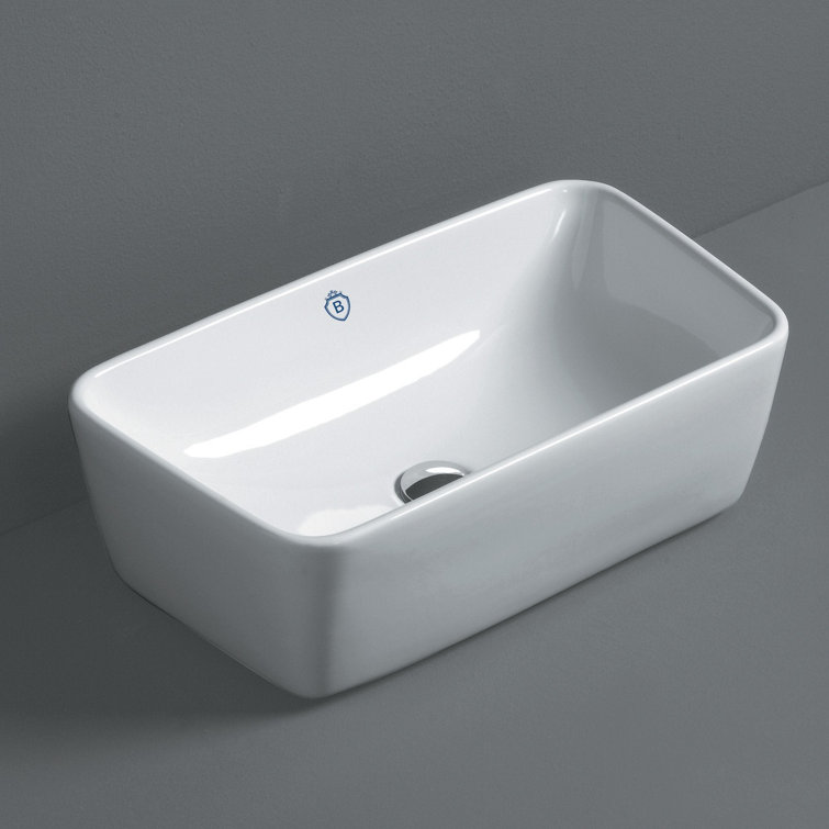 Britannia White Ceramic Rectangular Above Mount Basin