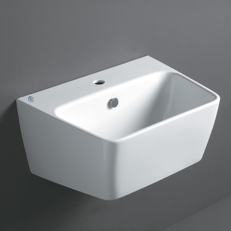Britannia White Ceramic Rectangular Wall Mount Basin