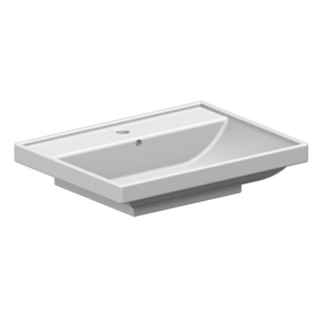 Modern Square White Ceramic Pedestal Bathroom Sink with Overflow
